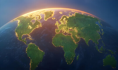 Fototapeta premium 3D Rendered Globe Depicting Foreign Trade Connections Worldwide