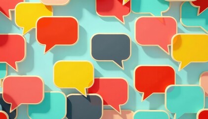 Geometric speech bubble pattern, bold colors, repeating design, premium, contemporary