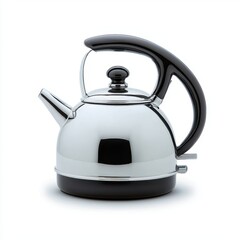 Modern Stainless Steel Kettle with Black Handle and Elegant Design