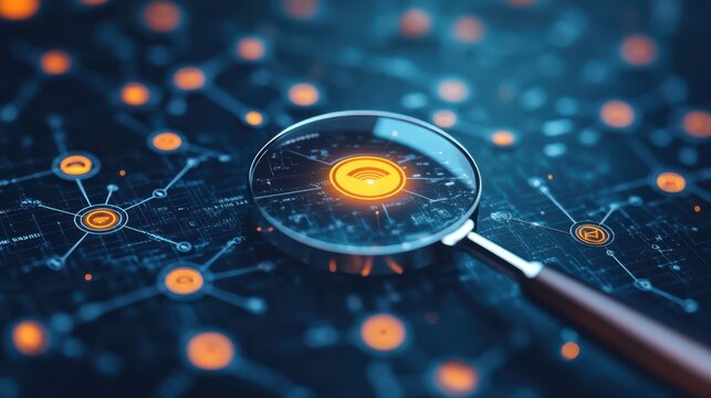 Magnifying Glass Reveals Wireless Connection on Networked Digital Interface