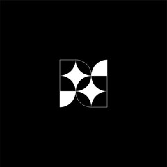 minimalist letter PD or DP with clean or star logo concept vector icon