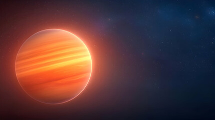 Obraz premium Colorful Gas Giant Planet Orbiting in Vast Cosmic Space