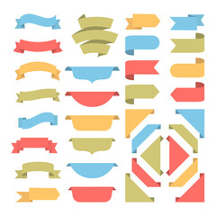 Flat Ribbons and Bookmarks Collection. Decorative Labels Set. 