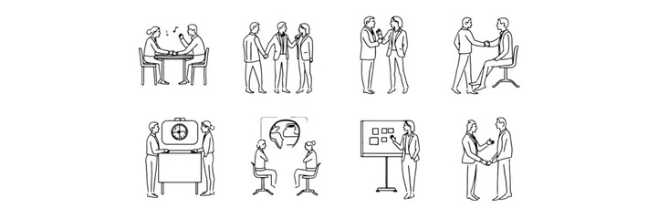 Fototapeta premium Silhouette Icon Set for Data Analysis, Web Development, Finance, Customer Satisfaction, Document and so on