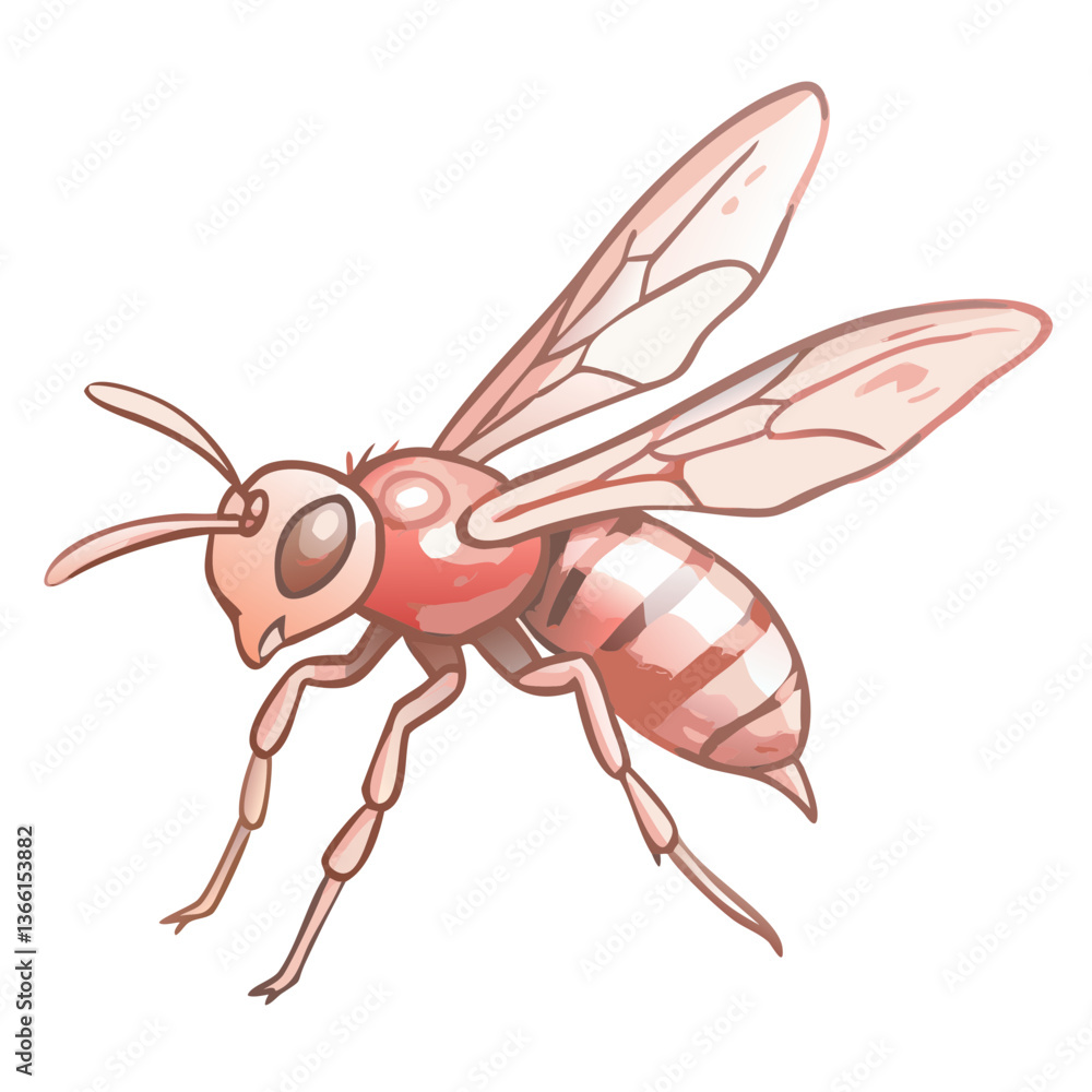 Poster a red insect is in mid-flight with translucent wings, showcasing its delicate features and dynamic p