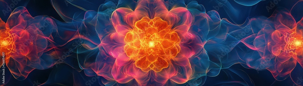 Poster abstract nebula galaxy background with orange and blue hues with a cosmic fire texture design with b