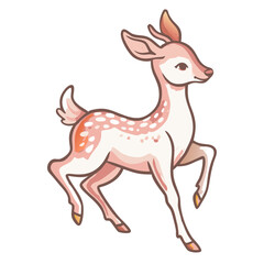 Fototapeta premium a charming cartoon of a cute little deer in light pink color