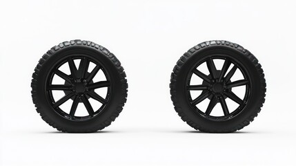 Fototapeta premium Pair of Black All-Terrain Tires, Studio Shot