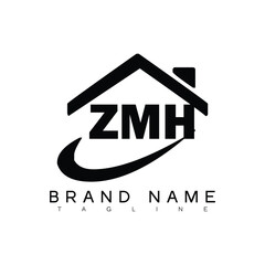 ZMH letter logo design. ZMH business and real estate monogram logo vector template.