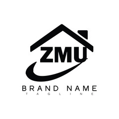 ZMU letter logo design. ZMU business and real estate monogram logo vector template.