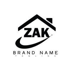 ZAK letter logo design. ZAK business and real estate monogram logo vector template.