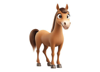 3d cartoon cute brown horse