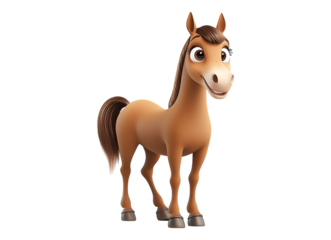 3d cartoon cute brown horse