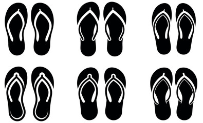 Flip Flops Icon Set - Stylish Beach Footwear Designs