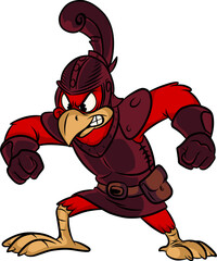 red eagle warrior in armor, fierce pose