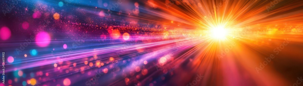 Aufkleber energetic light streaks in orange blue and pink colors abstract background with a futuristic shine a
