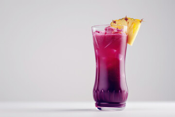 Peruvian Chicha Morada Beverage with Pineapple Garnish, Copy Space