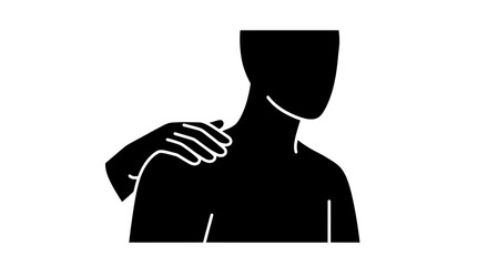 Minimalist Vector Silhouette of Hand on Shoulder for Workplace Empathy and Support