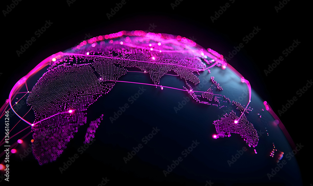 Poster global internet connection concept with digital network visualization