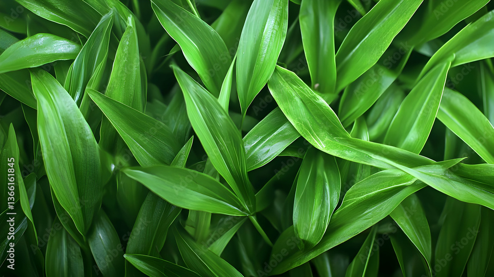 Poster dense cluster of lush green leaves creating a natural textured background and surface