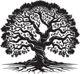 Beautiful Nature Tree Silhouette with Elegant Branches and Lush Canopy