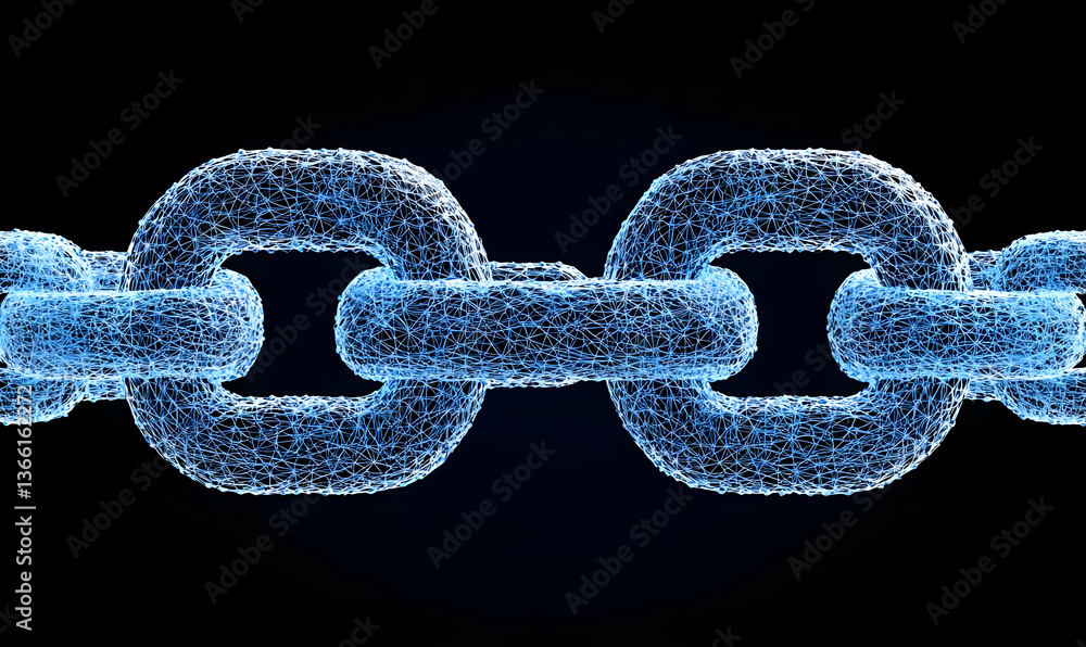 Aufkleber digital connection representation with blockchain elements in metaverse