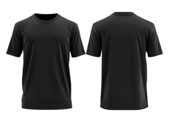 front and back of blank black t shirt