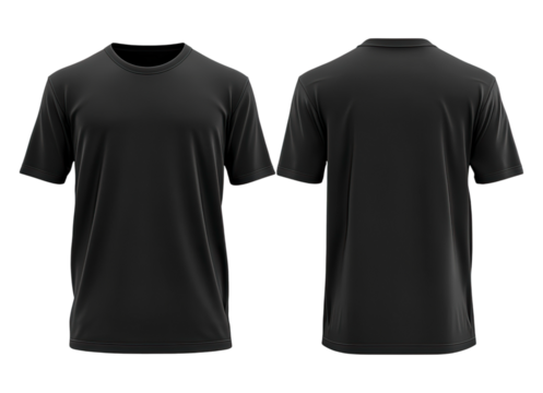 front and back of blank black t shirt