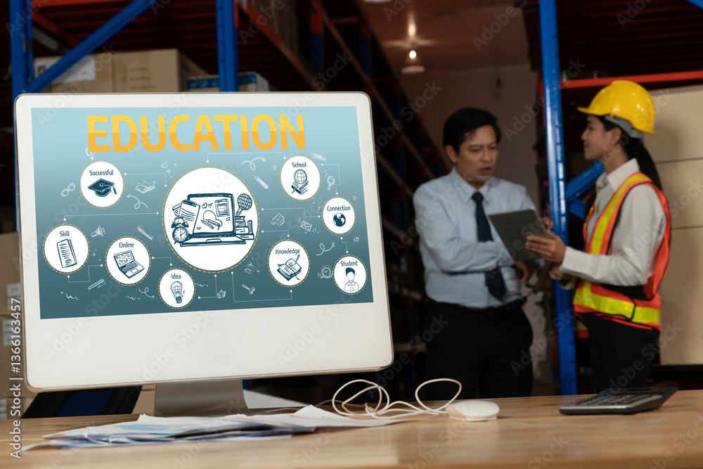 Poster e-learning website with sofware for student to study online on the internet network snugly