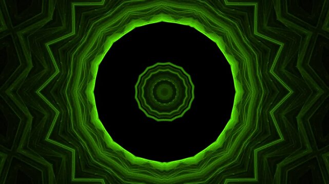 animiertes sternf&ouml;rmiges Muster aus symmetrischen  Formen und feinen Linien &ndash; abstrakter Hintergrund f&uuml;r Meditation, Design und moderne visuelle Kunst, gr&uuml;n