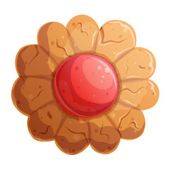 Cookies with berry or fruit filling in close-up. The concept of confectionery, cakes, pastries, cooking, confectionery. Isolated vector illustration for the design of menus, posters, banners, covers