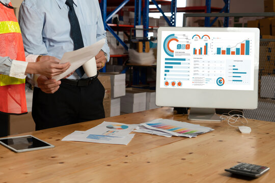 Business data dashboard provide business intelligence analytic for marketing strategy planning snugly with big data set to analyze customer demands and foreseeing business future