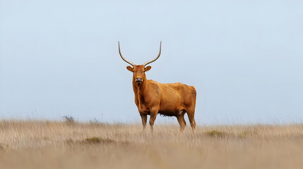 Fototapeta premium Brown Deer Standing In Open Field