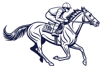 Horse Racing Action. Jockey on Galloping Horse Vector Design