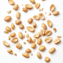 Obraz premium scatter lying Tasty and nutritious Peanuts on white background