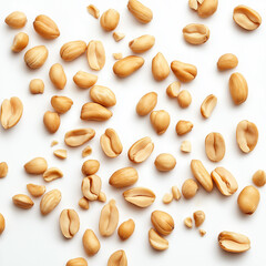 scatter lying Tasty and nutritious Peanuts on white background