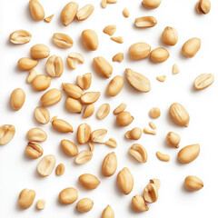 Obraz premium scatter lying Tasty and nutritious Peanuts on white background