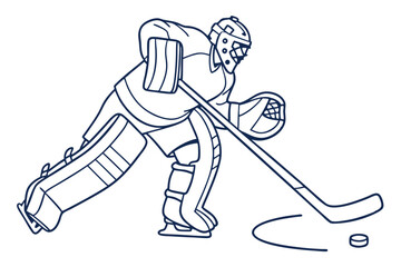 Dynamic Ice Hockey Goalie Blocking Puck in Full Protective Gear - Vector Design