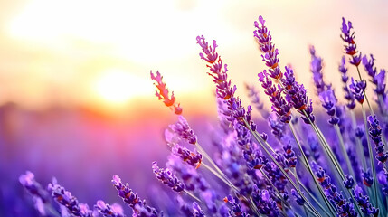 Obraz premium Beautiful Lavender Field At Sunset