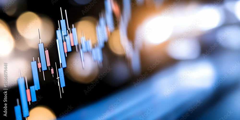 Poster abstract close-up of a financial chart displaying candlestick patterns, illustrating market trends a
