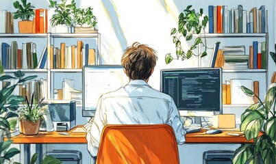 illustrations for business, finance, cover, banner, poster or brochure design. Financial administration concept. Drawings of work in the office