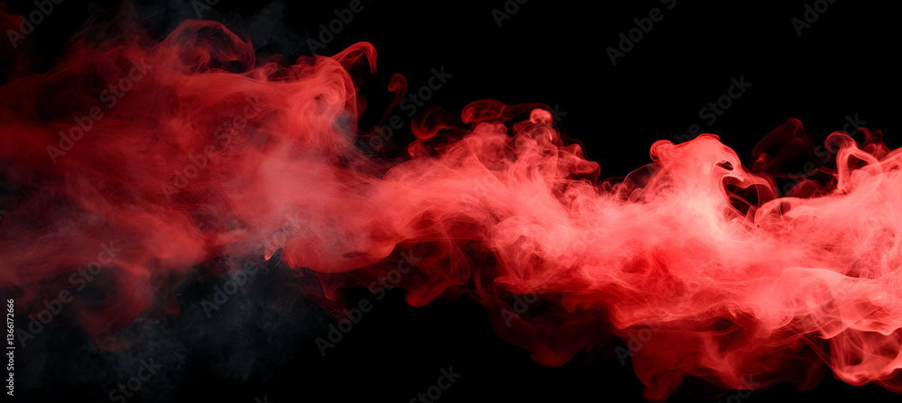 Poster abstract image of red and gray smoke swirling against a black background. the smoke creates dynamic,