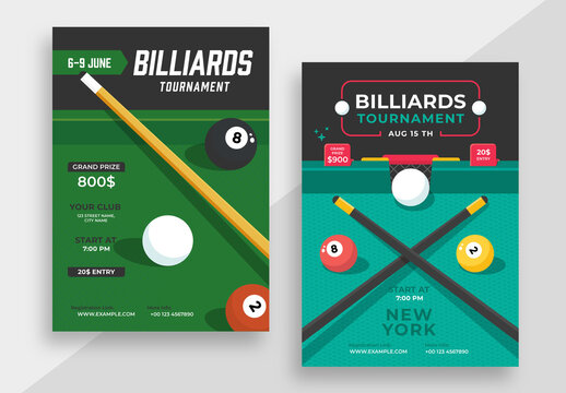 Billiards Tournament Sport Event Poster Layout