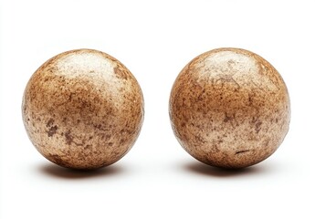 Fototapeta premium Two Brown Textured Spheres on White Background