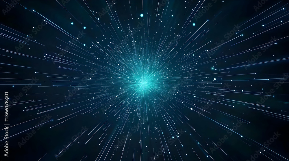 Poster abstract futuristic design with glowing lines and dots