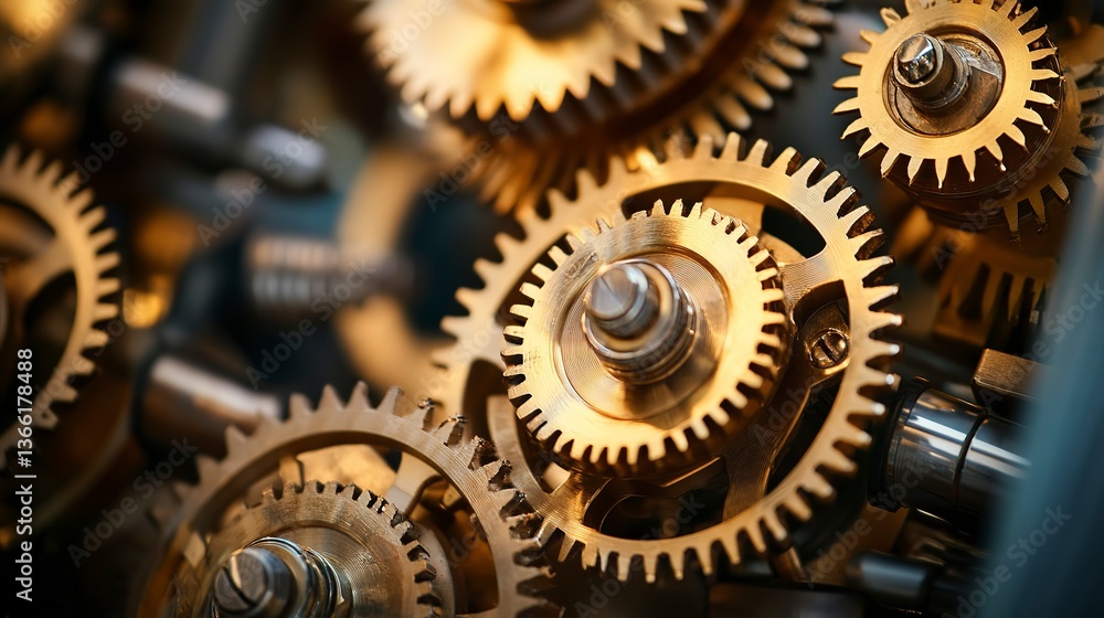 Poster understanding the stages of a product lifecycle through detailed mechanical gears and components
