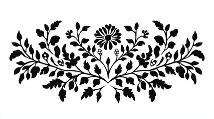 The contrast of the black ornament against a white background enhances its beauty.