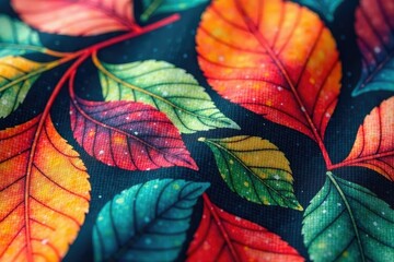 Repeating leaf print on fabric, close-up view, repeating, design