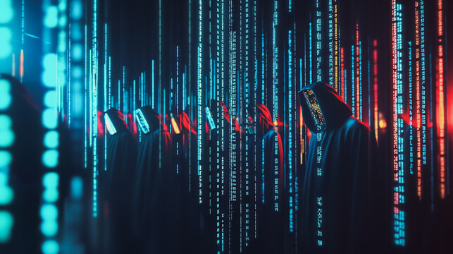 Hackers are planning to hack and attack Zeroday networks and cyber security systems in Smart digital city with Data center on cloud cyber security and Blue Binary Data Software Programming Code