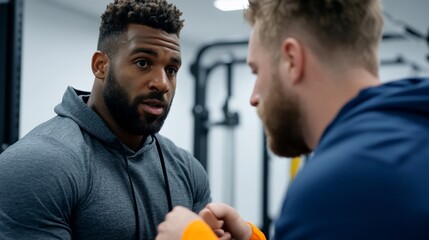 Intense workout session with sports coach providing instruction to an athlete